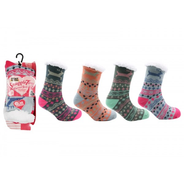 Hm Ladies Fur Lined Reindeer Socks (12)