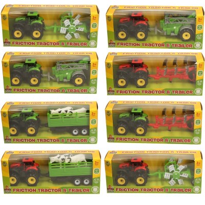 Farm Tractor With Trailer 8 Asstd (12)
