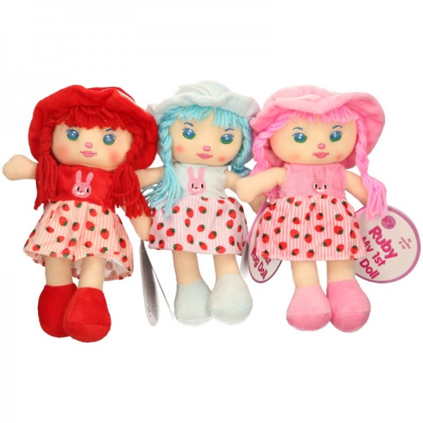 26cm RAG Doll Strawberry 3 Asstd (12)