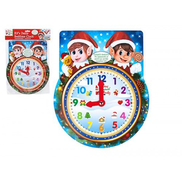 10.5"X13" Elf Kids Bedtime Clock W/adj Hands (24)