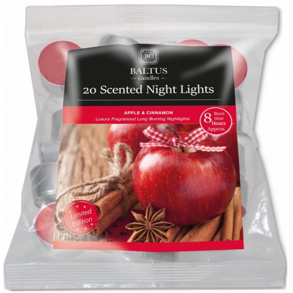 20 Bagged 8hr Burn Night-lights Scented Apple & Cinnamon