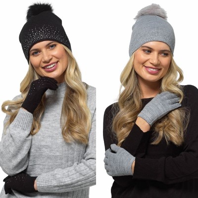 Ladies Hat & Gloves Set With Diamantes (12)