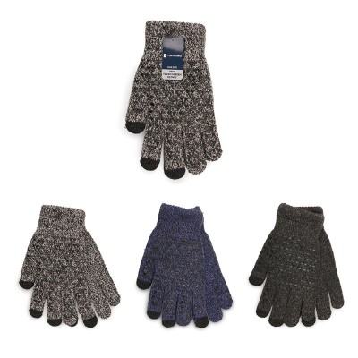 Mens Twist Yarn Touch Screen Gloves With Cosy Lining