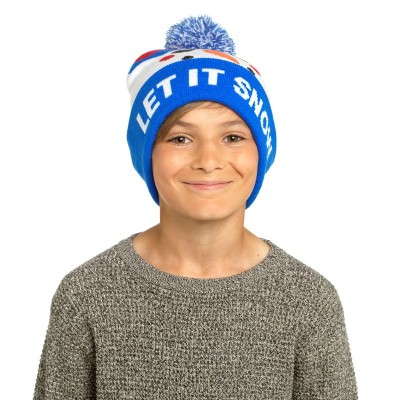 Kids Xmas Let It Snow Bobble Hat (12)- Zero Vat