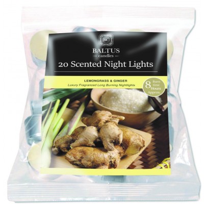 20 Bagged 8hr Burn Night-lights Scented Lemongrass & Ginger (Pk26)