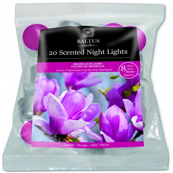 20 Bagged 8hr Burn Night-lights Scented Magnolia Blooms 