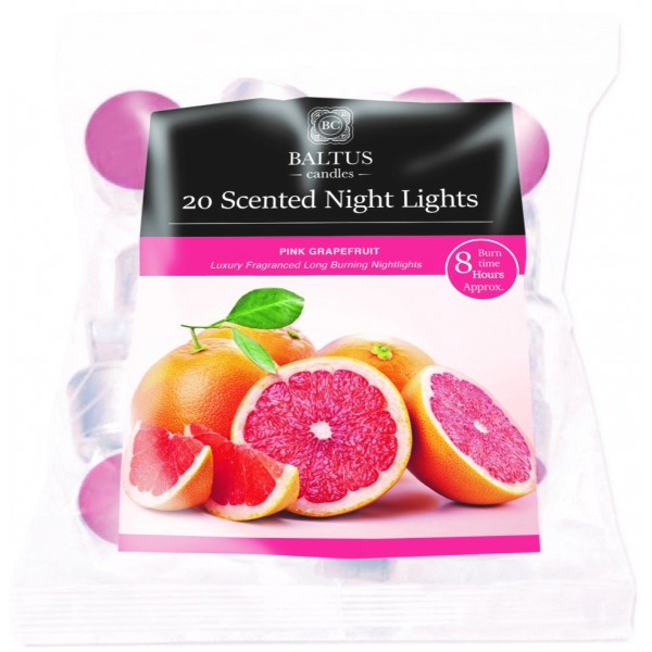 20 Bagged 8hr Burn Night-Lights Scented Pink Grapefruit (pk26)