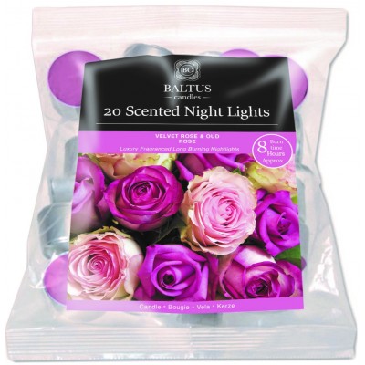 20 Bagged 8hr Burn Night-lights Scented Velvet Rose & Oud