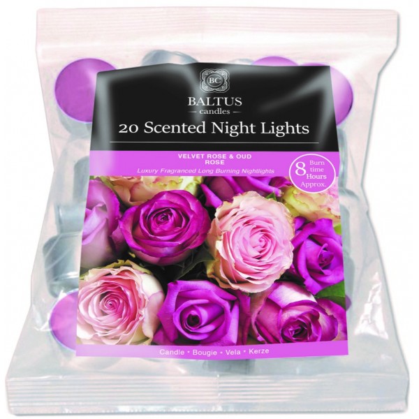 20 Bagged 8hr Burn Night-lights Scented Velvet Rose & Oud