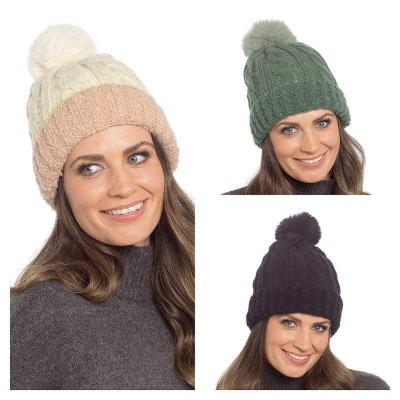 Ladies Chunky Turn Up Beanie Hat (12)