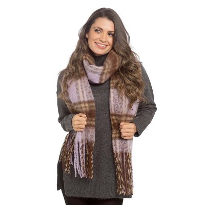 Ladies Lilac Checked Scarf (6)