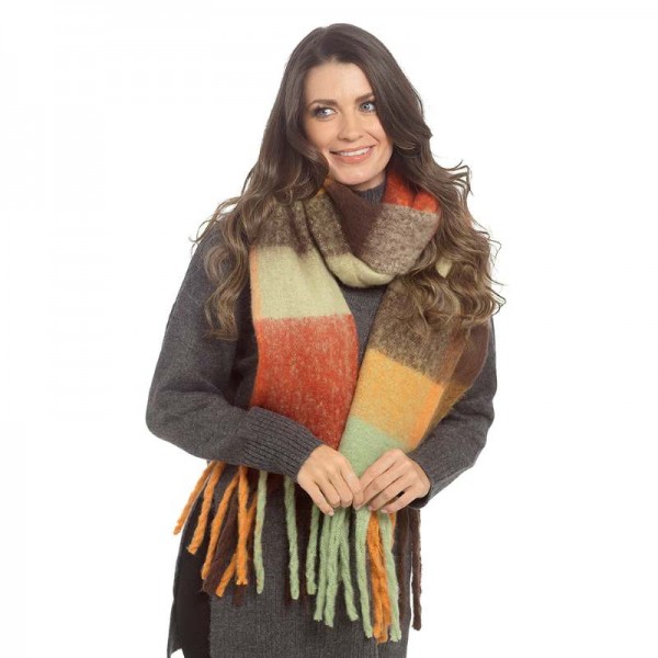 Ladies Brown Check Scarf (6)