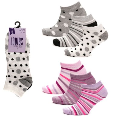 Ladies 3pk Design Trainer Socks (8)