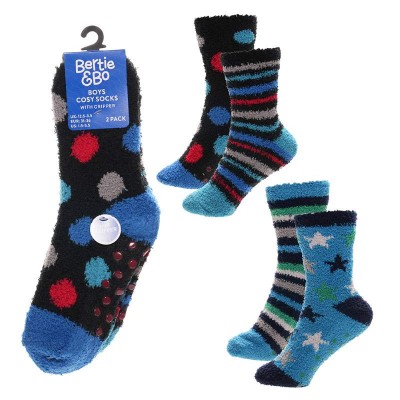 Boys 2pk Cosy Gripper Socks (Zero Rated) (12)