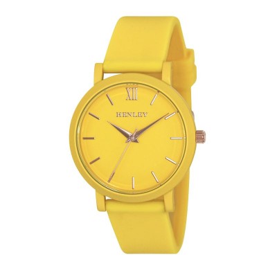 Henley Ladies Fashion Watch Yellow Faux Leather Strap (1)