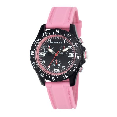 Henley Ladies Fashion Watch Pink Silicone Strap (1)