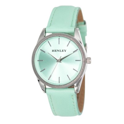 Henley Ladies Fashion Watch Green Faux Leather Strap (1)