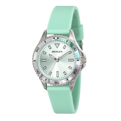 Henley Ladies Fashion Watch Green Silicone Strap (1)