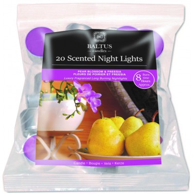 20 Bagged 8hr Burn Night-lights Scented Pear Blossom & Freesia 