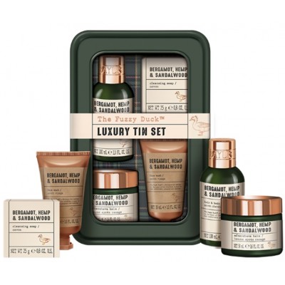 The Fuzzy Duck Bergamot, Hemp & Sandalwood Men's Luxury Grooming Tin Gift Set (4)