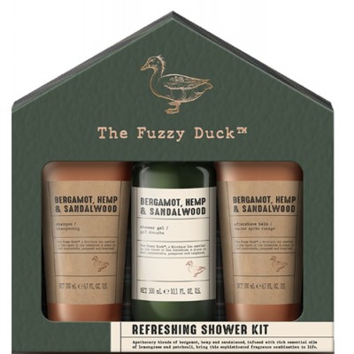 The Fuzzy Duck Bergamot, Hemp & Sandalwood Men's Refreshing Shower Kit Gift Set (4)