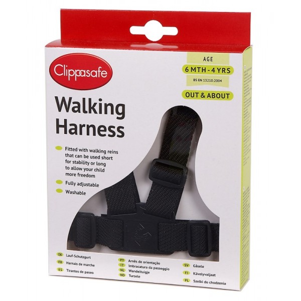 Walking Harness With Rein - Black