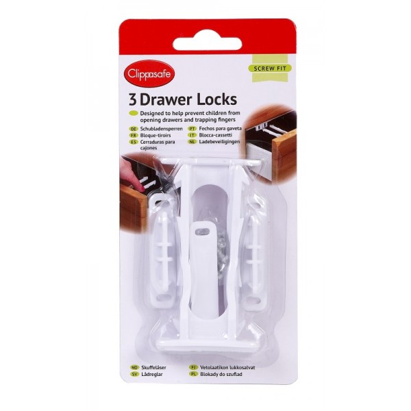 White Drawer Locks - 3pk