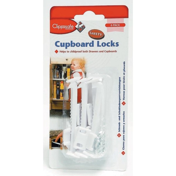 White Cupboard Locks - 6pk