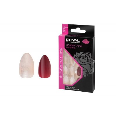 24 Grape Vine Stilleto Nails + Glue (6)