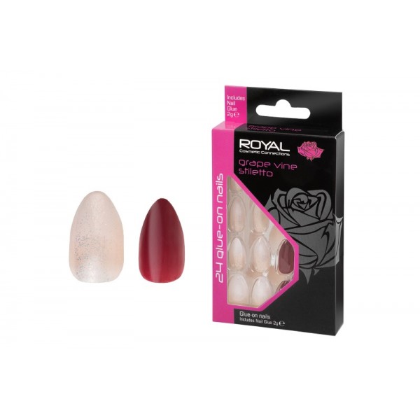 24 Grape Vine Stilleto Nails + Glue (6)