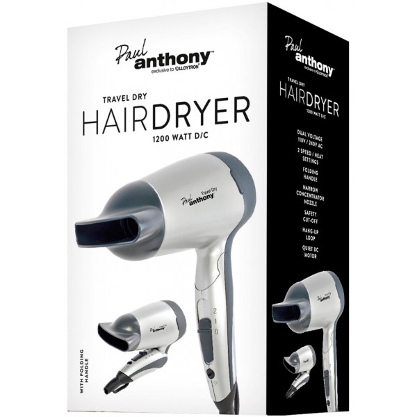 Paul Anthony 1200w Travel Hairdryer