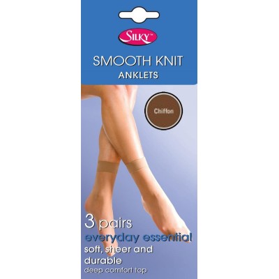 Smooth Knit Anklets 3pp One Size - Chiffon Smooth Knit Anklets 3pp One Size - Chiffon