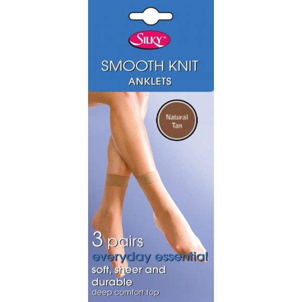 Smooth Knit Anklets 3pp One Size - Natural Tan