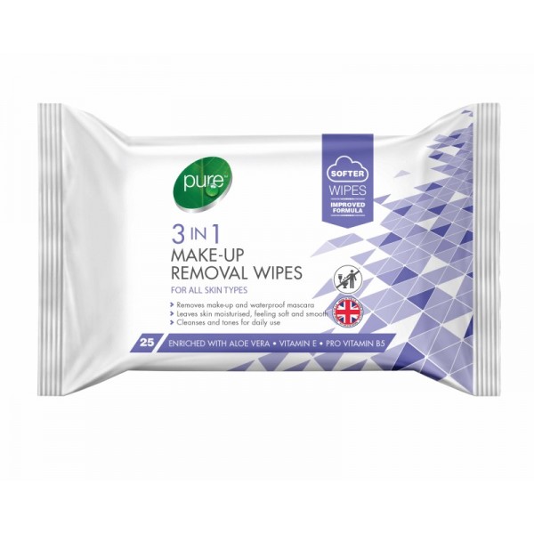 Pure Wipes -  3 In 1 Make Up Removal