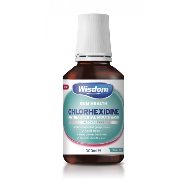 Wisdom Gum Health Chlorohexidine Mouthwash 300ml Mint A/F WISDOM