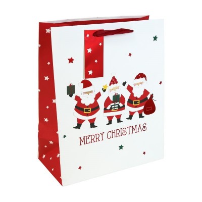 Merry Xmas Santa White Kraft Lge Bag (12)