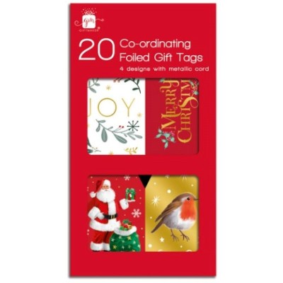 Pk 20 Co-ordinated Gift Tags Traditional  (25)