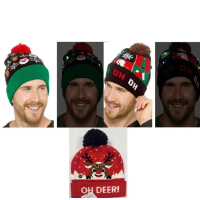 Adults Pompom Christmas Hat With Led Light (12)