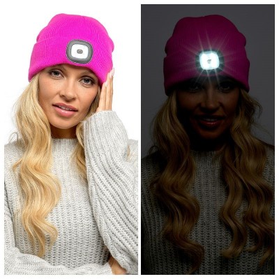 Ladies Neon Pink Led Beanie Hat (12)