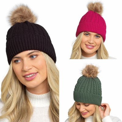 Ladies Cable Bobble Hat (12)
