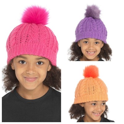 Girls Chunky Knit Bobble Hat (12) Zero Rated