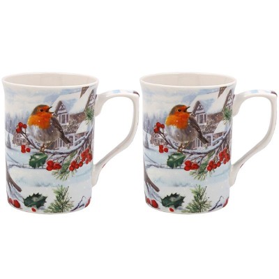 Christmas Robins Mugs Set Of 2 (3)