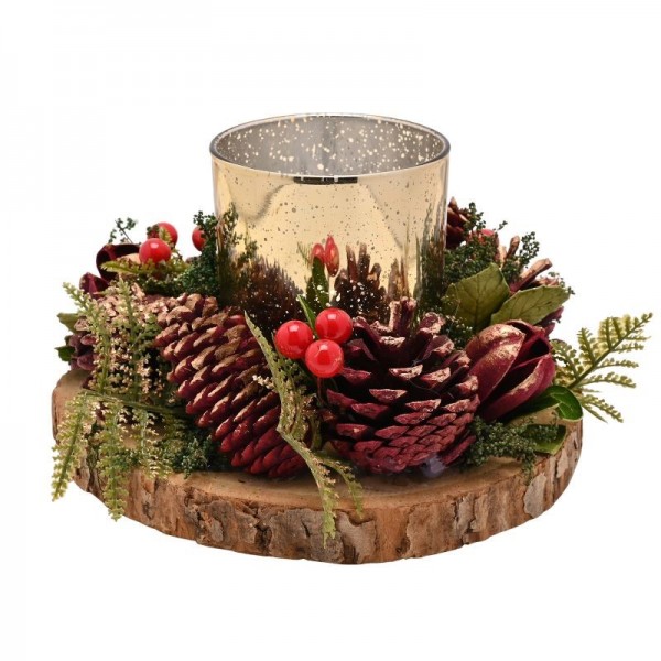 Plum & Gold Round Candle Holder (2)